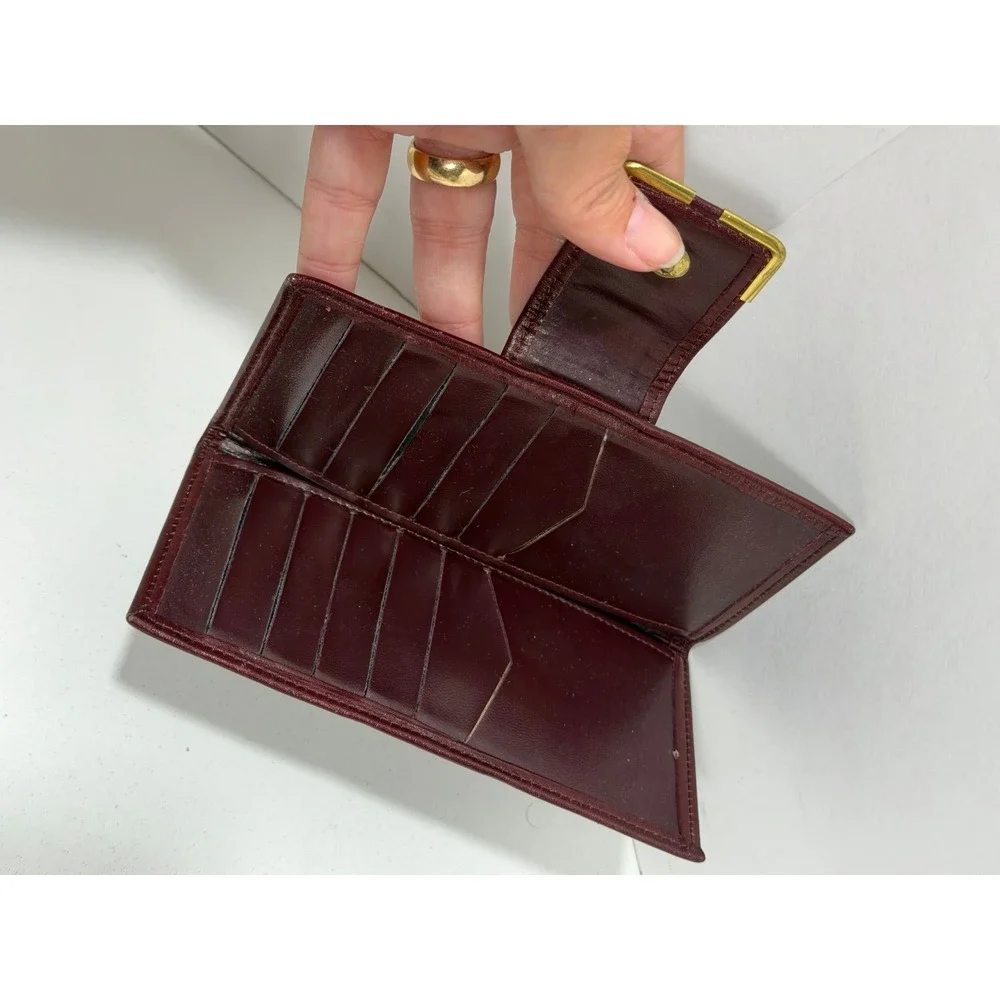 Buxton Vintage Burgundy Leather‎ Bifold Clutch Wallet Snap Closure checkbook